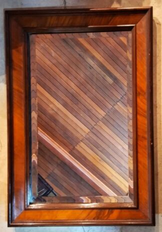 LOT 210 (32985) Est R500 to R1500 - A Late 19th German Walnut Framed Rectangular Bevelled Wall Mirror (Wandspiegel) (Matches the previous lot)