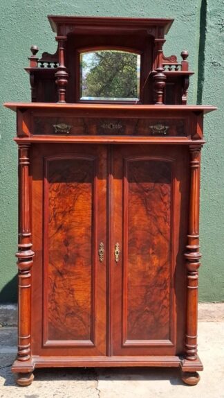LOT 208 (32985) Est R8000 to R15000 - A Late 19th Century German (Gründerzeit) Neo-Renaissance Revival-style Burr Walnut and Veneer Chiffonier of Small Proportions/ (Vertiko mit Spiegelaufsatz) circa 1870s-1880s