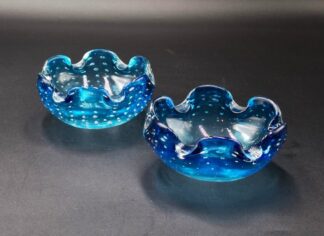 LOT 108 (32979) Est R300 to R600 - A Pair of Vintage Italian Murano Sommerso Floriform Sweet Bowls