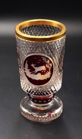 LOT 80 (32972) Est R500 to R1500 - A Stunning Mid 20th Century West German Bavarian Meisinger Kristall of Nürnberg (Nuremberg) Flash-cut Ruby to Clear footed Prunkbecher/Prunkvase (Splendour tumbler/vase)