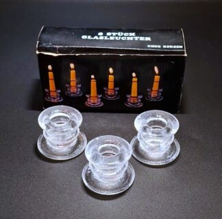 LOT 99 (33119) Est R300 to R600 - 9 x Mid 20th Century German Moulded Cracked Ice Glass Dwarf Candlestick