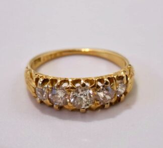 LOT 221 (3295170) Est R3000 to R6000 - A Late Victorian Ladies 16ct Yellow Gold Five Diamond Engagement Ring