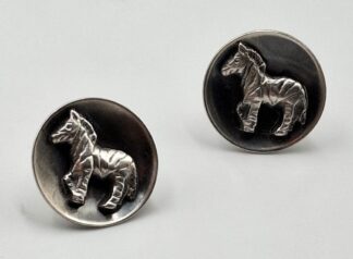 LOT 300 (3298613) Est R500 to R1500 - A pair of Mid 20th Century Ladies SA Sterling Silver Zebra Screw-on Earrings designed by Birger Haglund (SA active 1948 -1952)