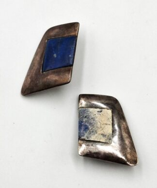 LOT 248 (331647) Est R300 to R600 - A pair of Brutalist-style Ladies Fine Silver Overlaid Wax filled Dress Earrings circa 1970s - early 1980s
