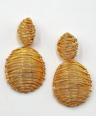 LOT 242 (3291491) Est R200 to R400 - A Pair of Ladies Gold-plated Basketweave Dress Earrings circa 1980s