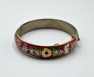 LOT 254 (32958) Est R200 to R400 - A Sterling Silver Cloisonne Floral Bangle
