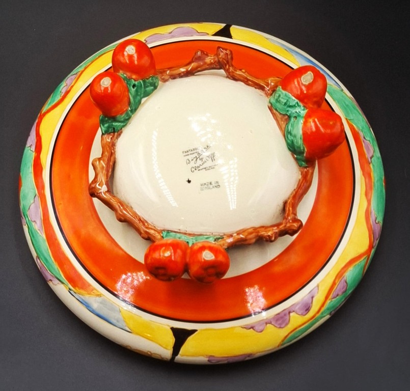 LOT 145 (32974) Est R2000 to R4000 – An Unusual Clarice Cliff Fantasque hand-painted Bizarre Newport Pottery Glazed Earthenware 7 Colour Secrets (Blue) footed Floater/Fruit Bowl circa 1933-1937 - Image 3