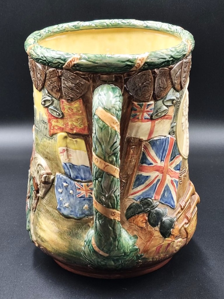 LOT 178 (329071) Est R3000 to R6000 – A Royal Doulton Commemorative Silver Jubilee (1910-1935) Glazed Earthenware Loving Cup (Uncrowned version), designed by Harry Fenton and Charles Noke - Image 3