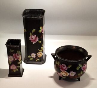LOT 146 (32974) Est R300 to R600 - A Collection of 3 x Early 20th Century Cauldron Ware China Glazed Earthenware Noire Glazed Cabinet Vases circa 1920s