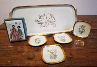 LOT 137 (33119) Est R400 to R800 - A Mid 20th Century German K.P. Bavaria porcelain Tab handled Petit Four Tray in the Japonisme taste circa 1950s-1960s