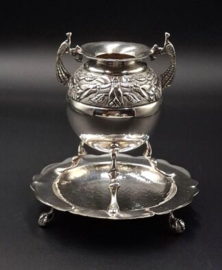 LOT 9 (33164) Est R4000 to R8000 - A Vintage Chilean Handmade Silver Mate footed Vase-on-Stand