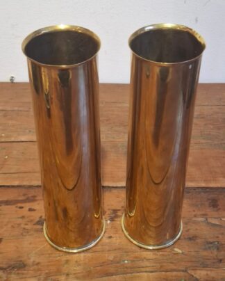 LOT 79 (32974) Est R500 to R1500 - A Pair of WWI Period Cast Brass Cannon Gun Shells