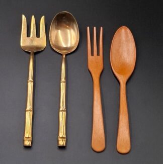 LOT 71 (32958) Est R300 to R600 - A Pair of Mid 20th Century Thai Nickel Bronze Salad Servers (Matches the previous lot)