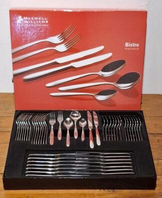 LOT 75 (32974) Est R1500 to R3000 - A Contemporary Maxwell and Williams Stainless Steel Designer Homeware Bistro pattern Boxed Cutlery Set for 8 (56pcs)
