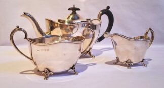 LOT 37 (32974) Est R18000 to R30000 - A Handsome George V 3-piece Silver footed Morning Tea Set